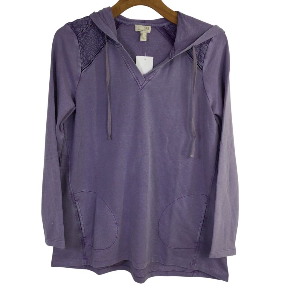 Logo Life by Lori Goldstein French Terry Pullover Hoodie in a Purple Size S NWT
